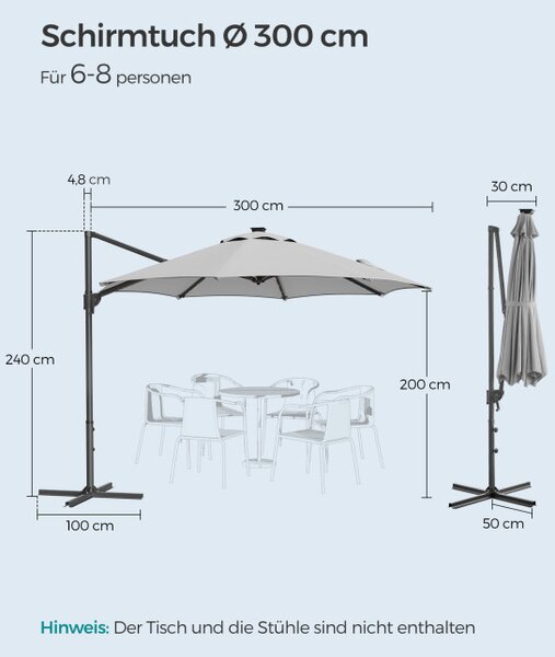 Záhradný slnečník s LED osvetlením GPU047G11