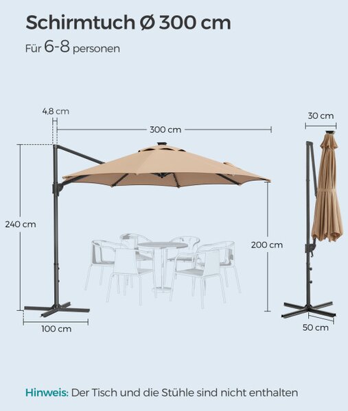 Záhradný slnečník s LED osvetlením GPU047K11