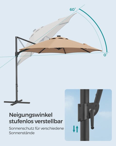 Záhradný slnečník s LED osvetlením GPU047K11