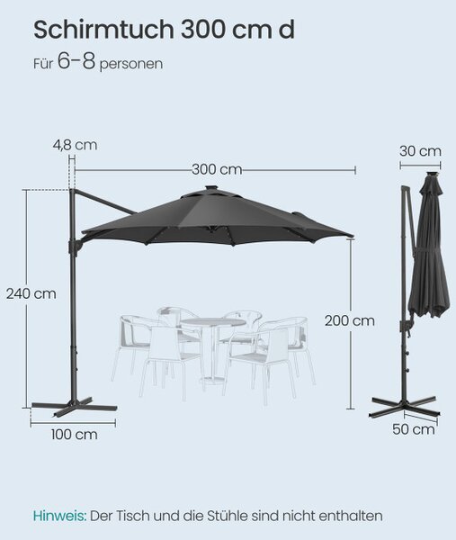 Záhradný slnečník s LED osvetlením GPU047G02