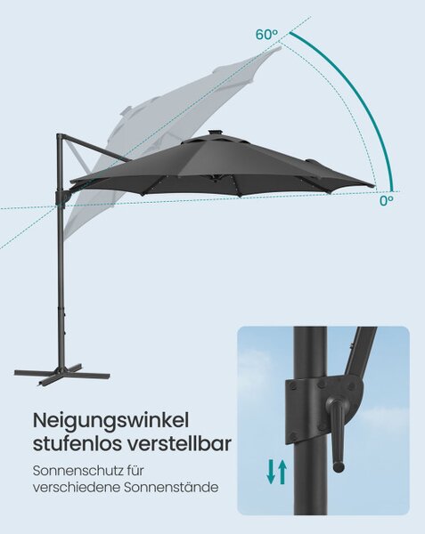 Záhradný slnečník s LED osvetlením GPU047G02