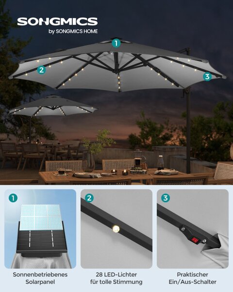 Záhradný slnečník s LED osvetlením GPU047G11