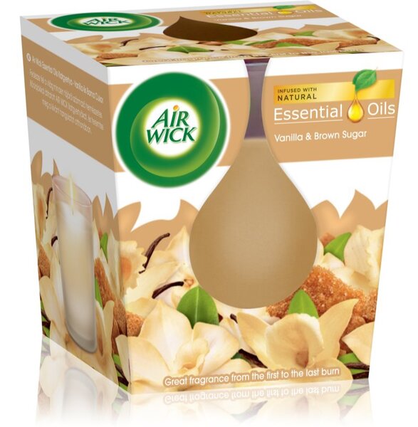 Air Wick Essential Oil Vanilla & Brown Sugar vonná sviečka 105 g