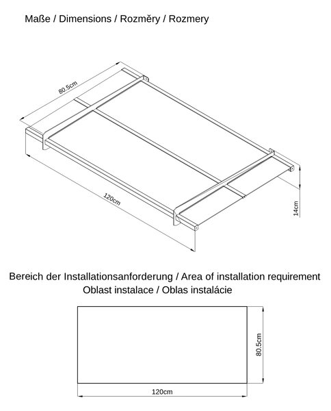 Hliníkový vchodový prístrešok BestBerg BBDA-B12 / 120 x 80 cm / sivý