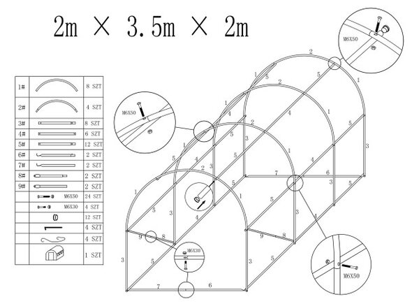 Záhradný fóliovník AUREA zelený 2x3,5 m