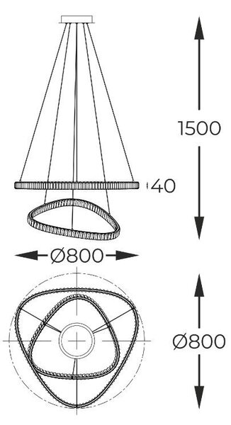 Zuma Line MD3169-2-3GT LED závesné stropné svietidlo ATHESA | 38W integrovaný LED zdroj | 2700-6000K
