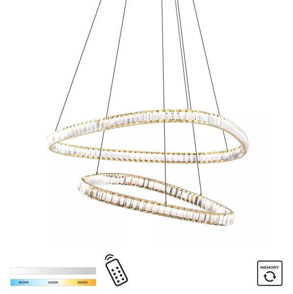 Zuma Line MD3169-2-3GT LED závesné stropné svietidlo ATHESA | 38W integrovaný LED zdroj | 2700-6000K