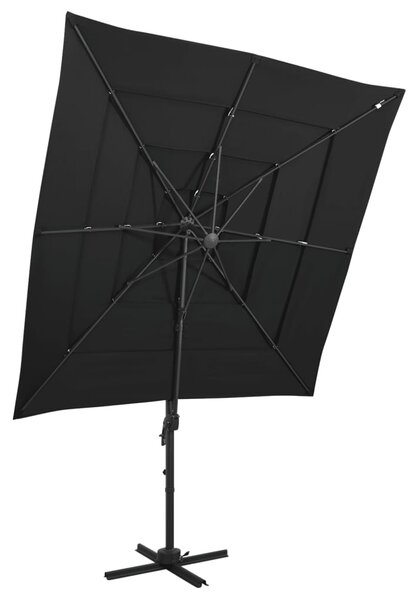 4-stupňový slnečník s hliníkovou tyčou čierny 250x250 cm