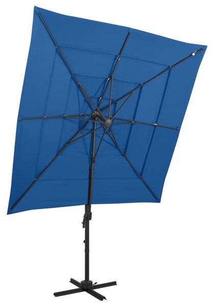 4-stupňový slnečník s hliníkovou tyčou azúrovo-modrý 250x250 cm