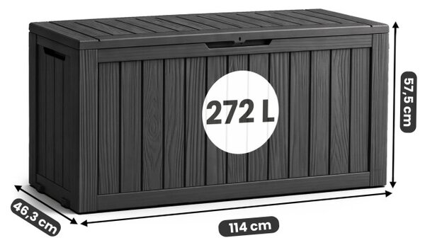 Záhradný úložny box čierny 272 L