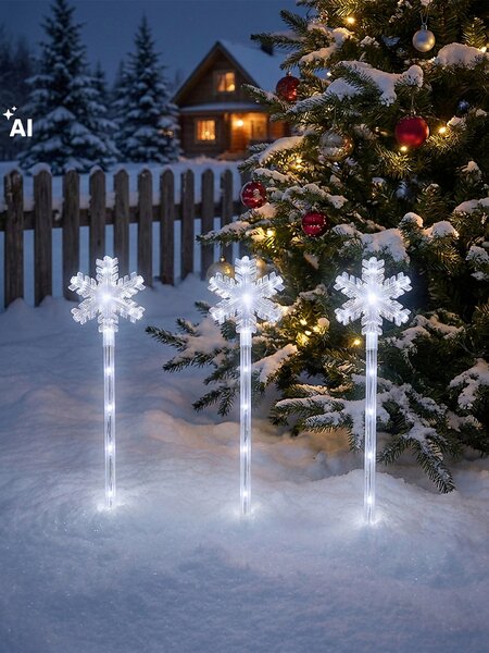 Sinsay - Súprava zapichovacích LED záhradných svetiel s motívom hviezdičky 3 pack - krémová