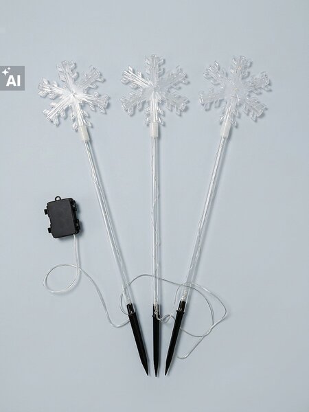 Sinsay - Súprava zapichovacích LED záhradných svetiel s motívom hviezdičky 3 pack - krémová