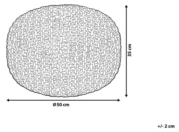 Puf taburetka tmavosivá okrúhla bavlnená 50 x 35 cm pletená podnožka výplň z polystyrénového granulátu