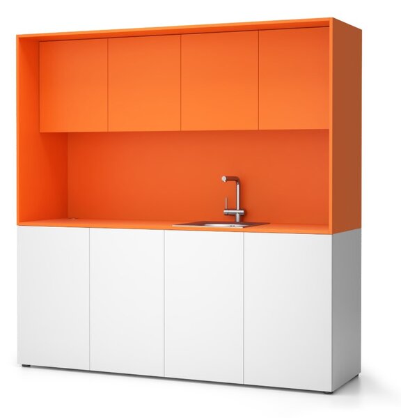 Kuchynka NIKA s drezom a batériou 1963 x 600 x 2000 mm, oranžová, pravá