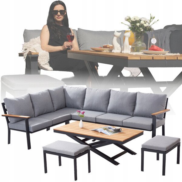 Set záhradného nábytku RIVIERA antracitový / sivý TEK0411