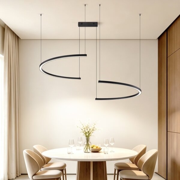 Immax NEO 07329L - LED stmievateľné závesné svietidlo na lanku FINO 72W/230V 120 cm čierna Tuya + diaľkové ovládanie