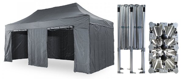 Nožnicový párty stan 4x6 m /6 nôh TENTino BIG HEXAGON Farba opláštenia: 17A - ANTRACIT
