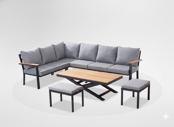 Set záhradného nábytku RIVIERA antracitový / sivý TEK0411