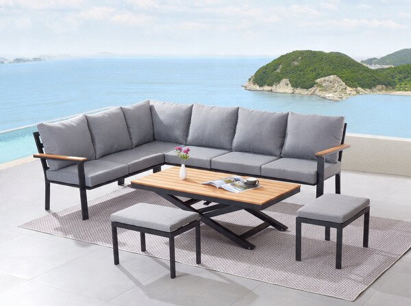 Set záhradného nábytku RIVIERA antracitový / sivý TEK0411