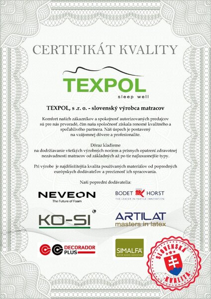 Texpol CALI - tvrdý a odolný matrac zo studenej peny v akcii 1+1