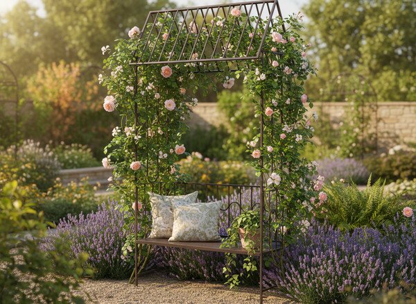 Záhradná pergola s lavicou WILLOW hnedá GOM1456