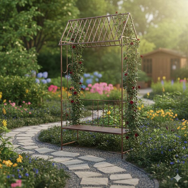 Záhradná pergola s lavicou WILLOW hnedá GOM1456