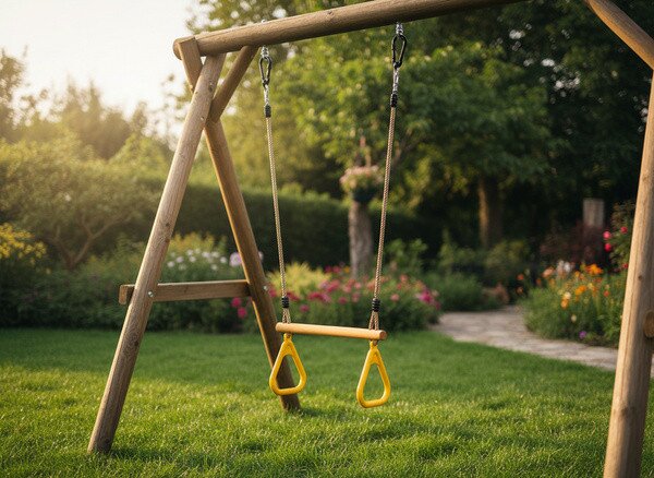 Detská hojdačka WOOD naturálna / žltá HAM9378