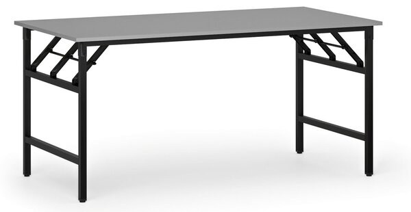 Konferenčný stôl FAST READY, 160x80 cm, čierna podnož, sivá