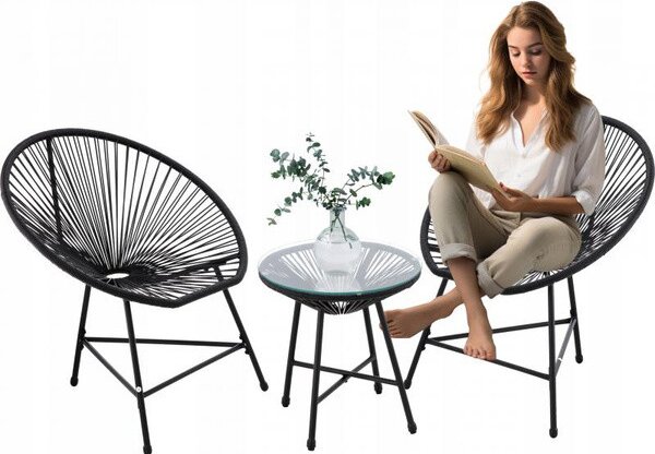Set záhradného nábytku LUMIRA čierny FAT3439