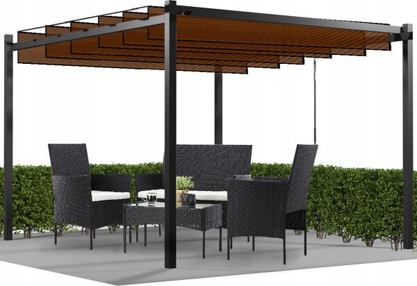 Záhradná pergola TURAN sivá / hnedá TUN4016 - 300x300x220 cm