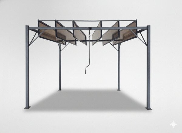 Záhradná pergola TURAN sivá / hnedá TUN4016 - 300x300x220 cm