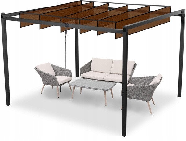 Záhradná pergola TURAN sivá / hnedá TUN4016 - 300x300x220 cm