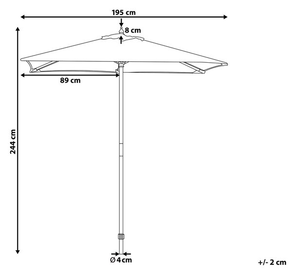 Záhradný slnečník sivý látkový brezové drevo 244 cm odolný voči poveternostným vplyvom