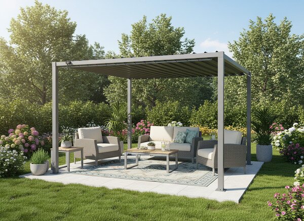 Záhradná pergola DACHE sivá TUN5122 - 300x300x220 cm