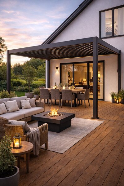 Záhradná pergola VISTA s LED osvetlením sivá VIN0623 - 300x300x250 cm