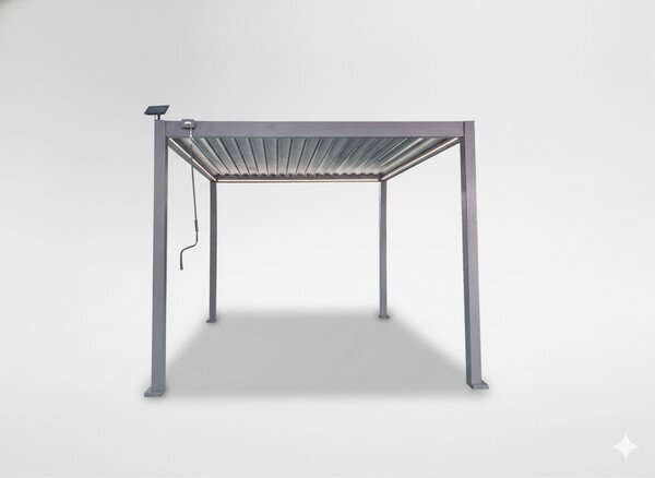Záhradná pergola FREDE s LED osvetlením sivá GOL0555 - 300x300x250 cm