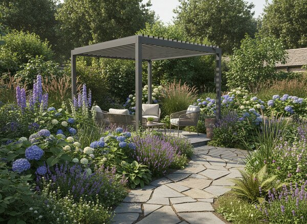 Záhradná pergola VISTA s LED osvetlením sivá VIN0623 - 300x300x250 cm