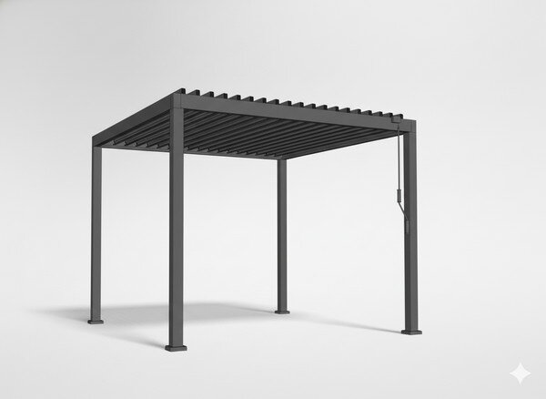Záhradná pergola VISTA s LED osvetlením sivá VIN0623 - 300x300x250 cm