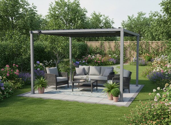 Záhradná pergola DACHE sivá TUN5122 - 300x300x220 cm