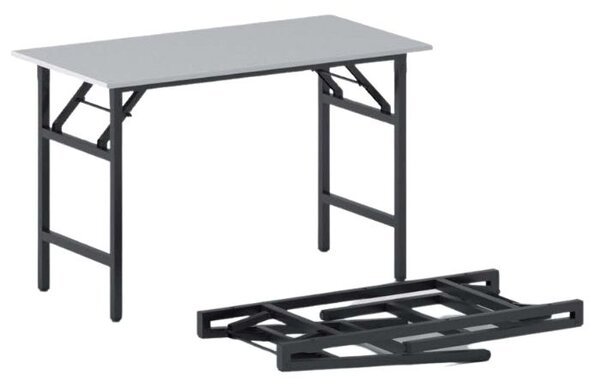 Konferenčný stôl FAST READY, 120x60 cm, čierna podnož, sivá