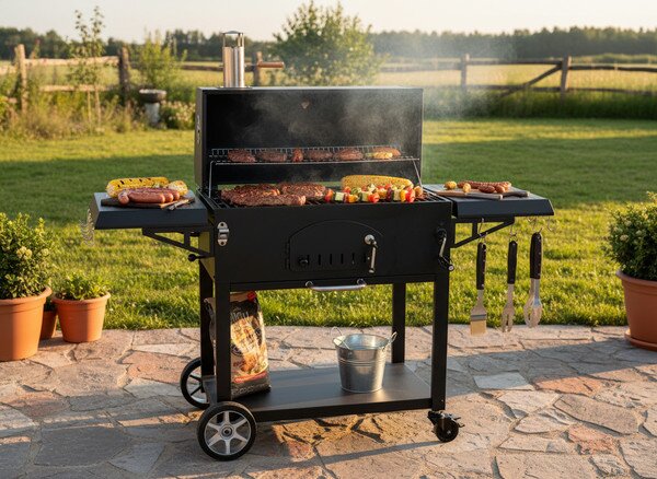 Záhradný gril VULCANO čierny BBQ5221