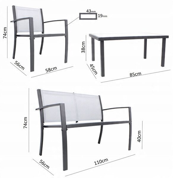 Set záhradného nábytku SYLORA sivý ANH0846