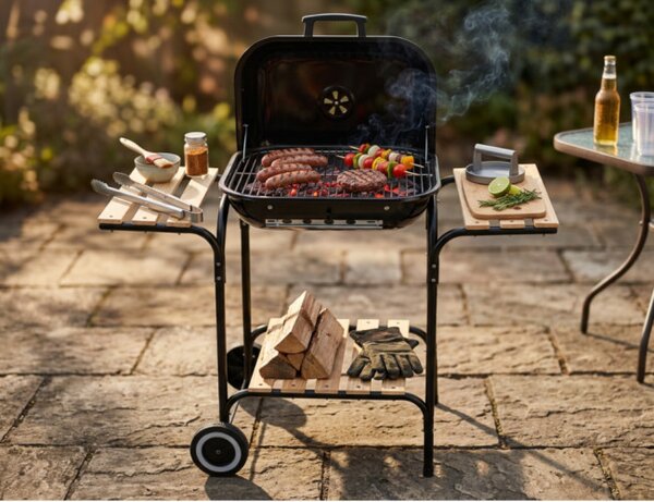 Záhradný gril CRAVE čierny / hnedý BBQ0155