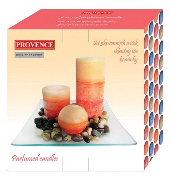 Darčeková sada sviečok na podnose PROVENCE čučoriedka