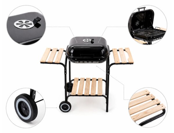 Záhradný gril CRAVE čierny / hnedý BBQ0155