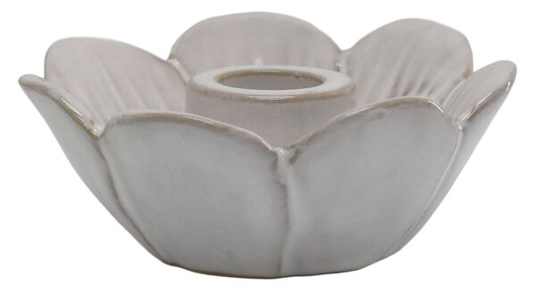 Béžový keramický svietnik v tvare kvetu Massy - Ø 10*4 cm - Chic Antique