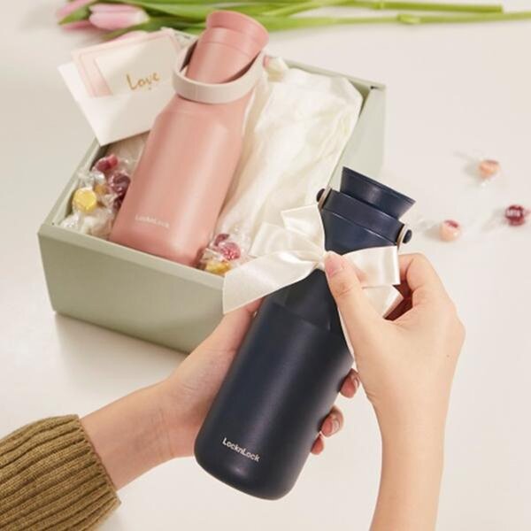 Nerezová termoska s uchom LOCK Metro 470 ml ružová