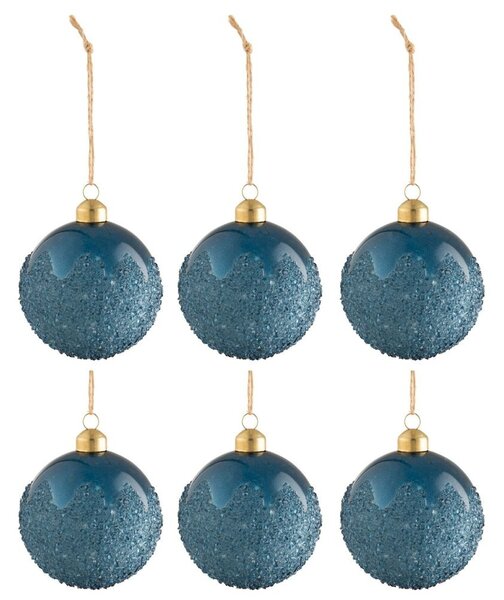 Súprava 6 ks modrých vianočných ozdôb Sugar Blue - Ø 8 cm - J-Line by Jolipa