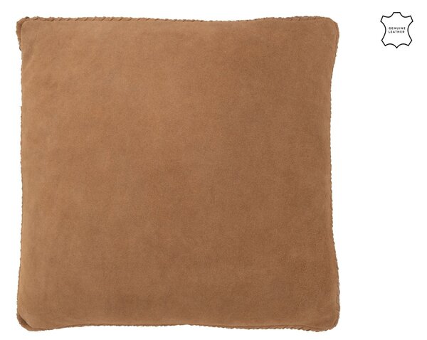 Štýlový hnedý kožený vankúš - 45*7*45cm - J-Line by Jolipa