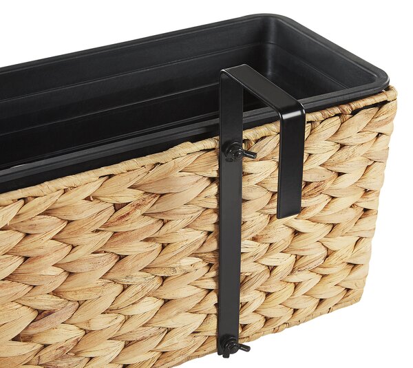 Kvetináč béžový z vodného hyacintu 80 x 20 cm obdĺžnikový syntetická vložka s drenážnymi otvormi